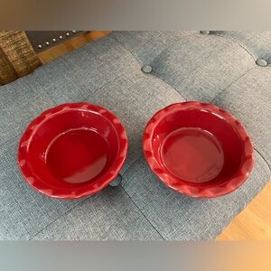 Set of Two Red Ceramic pie dishes